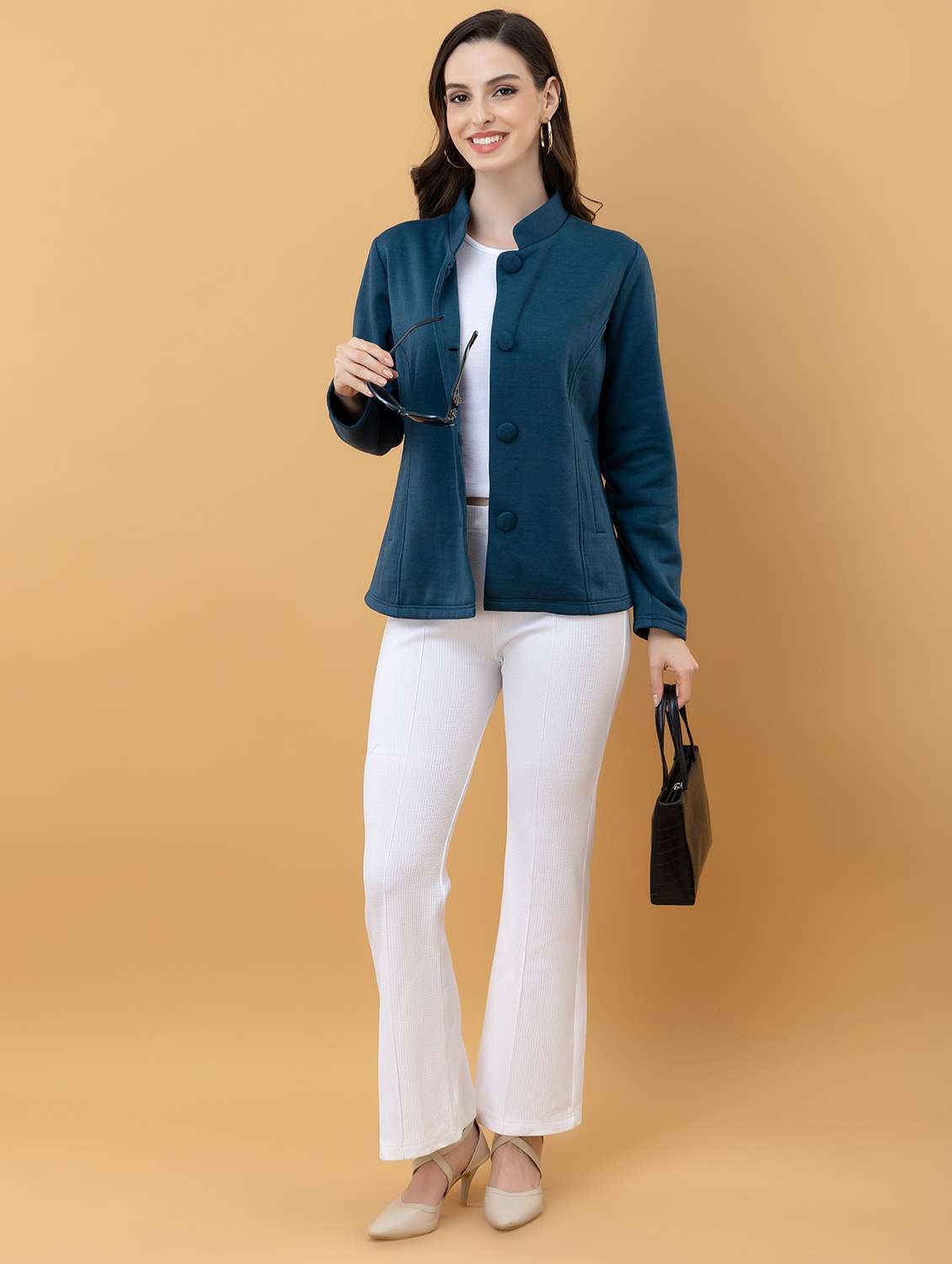 women solid long sleeve regular jacket - 22290401 -  Standard Image - 4