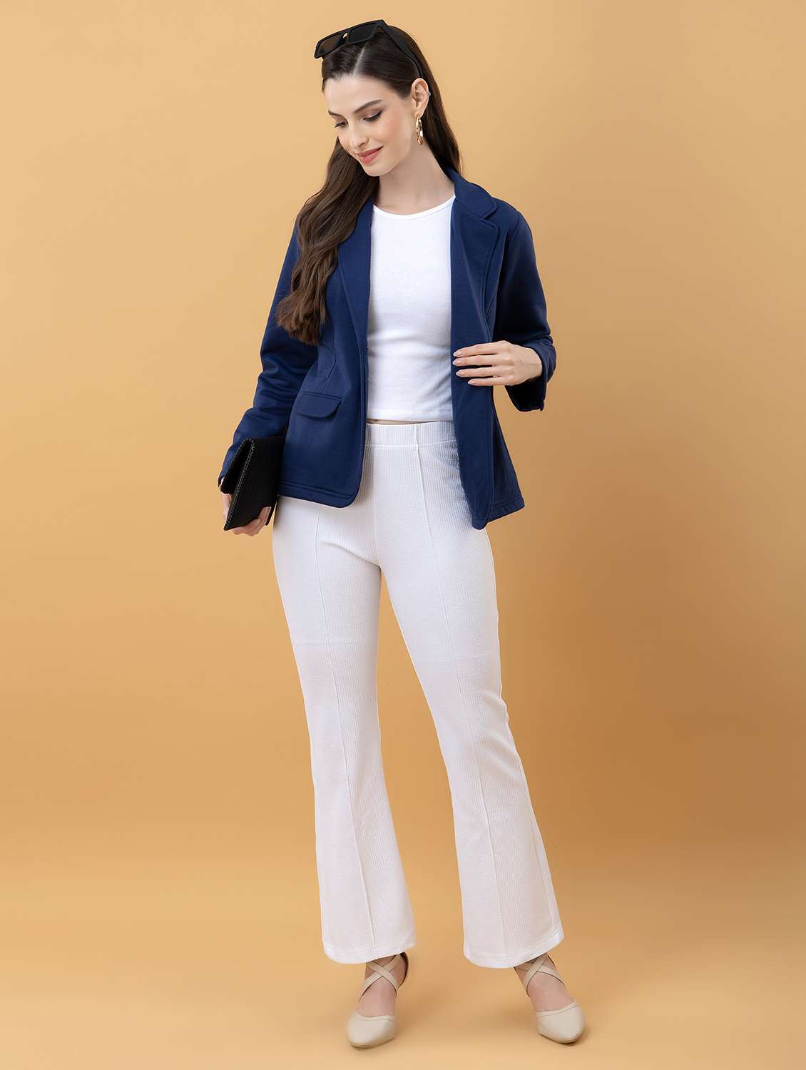 women solid long sleeve single breasted coat - 22290404 -  Standard Image - 4