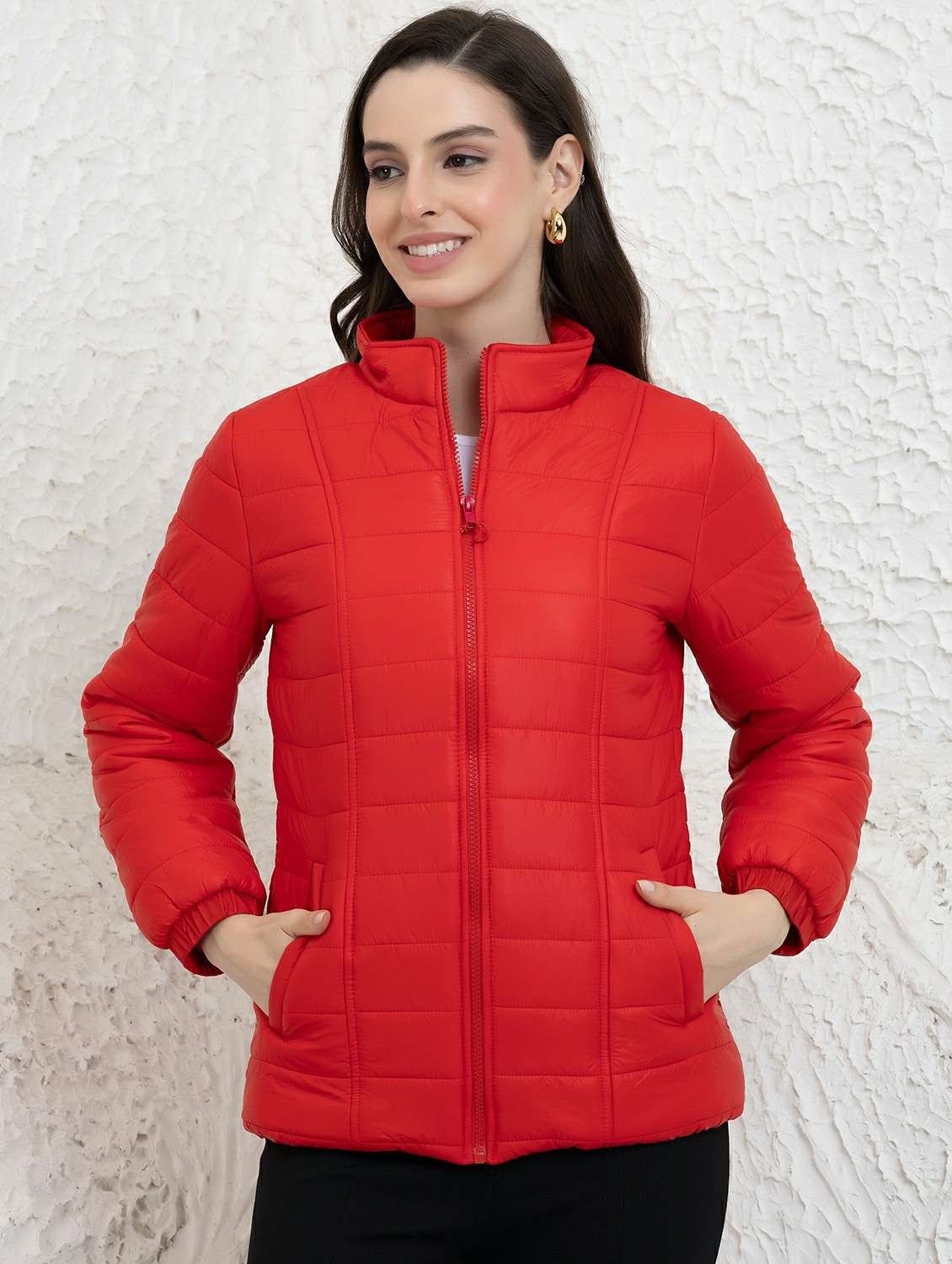 women solid long sleeve quilted jacket - 22290416 -  Standard Image - 1