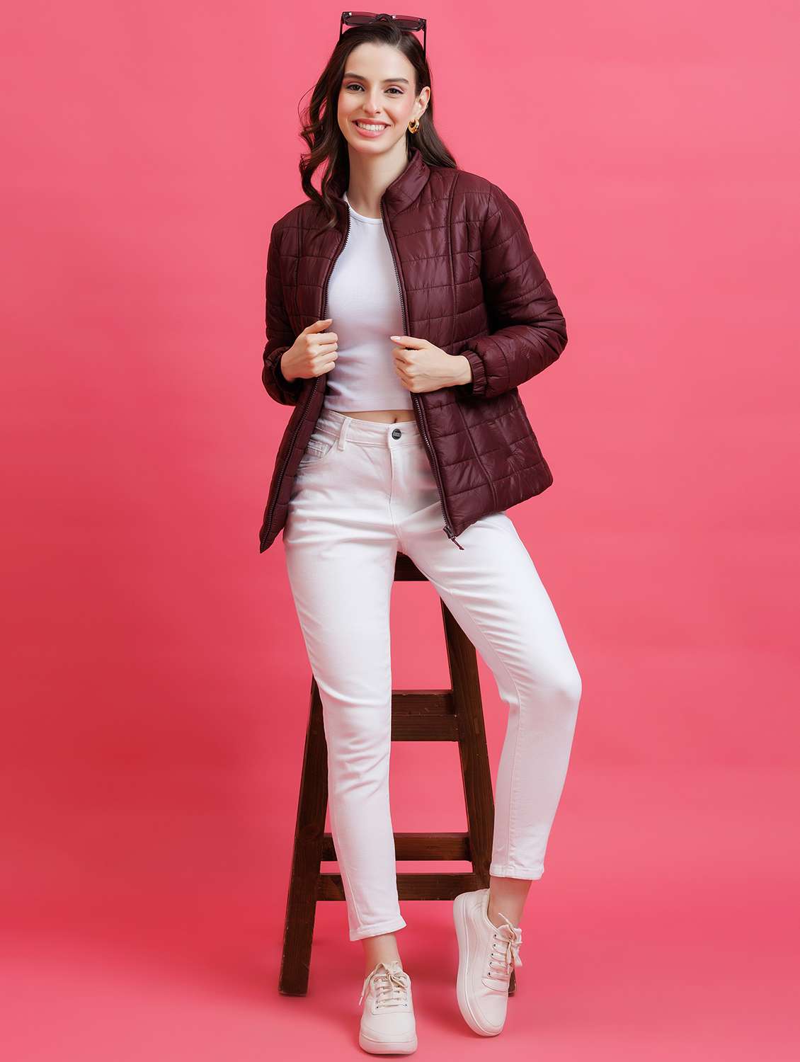 women solid long sleeve quilted jacket - 22290417 -  Standard Image - 4