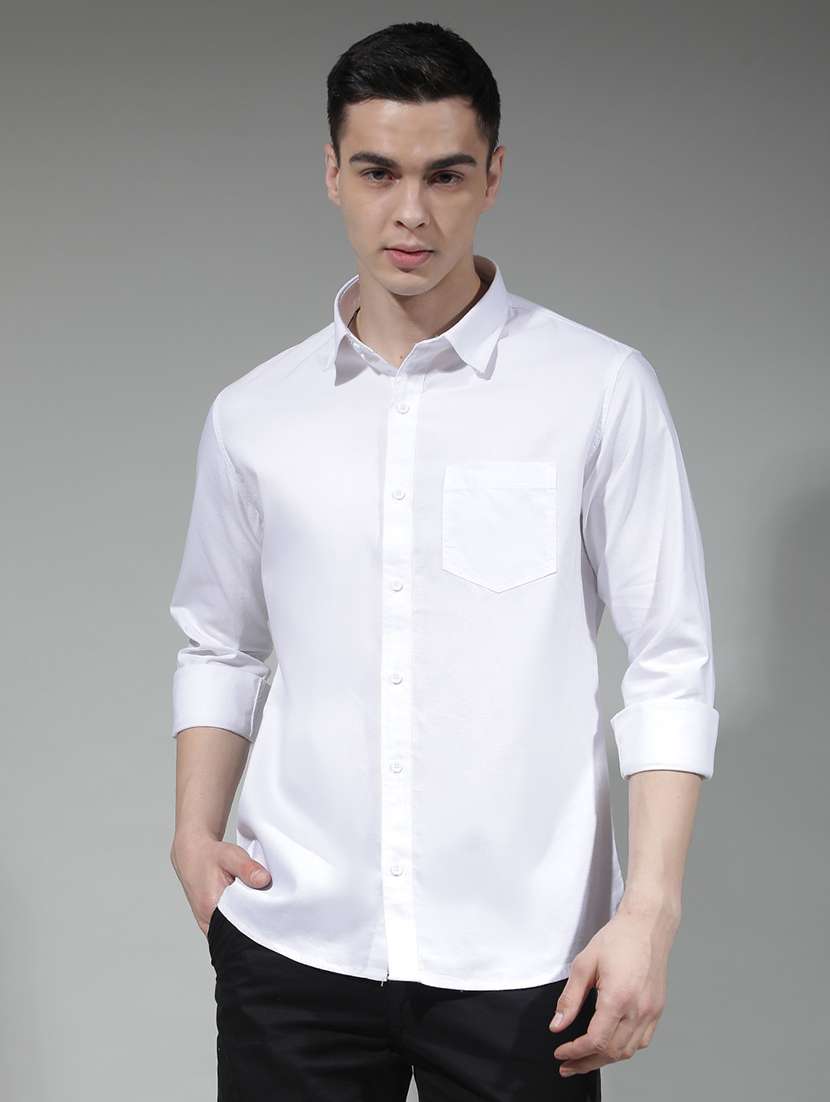 men solid long sleeve regualr fit casual shirt