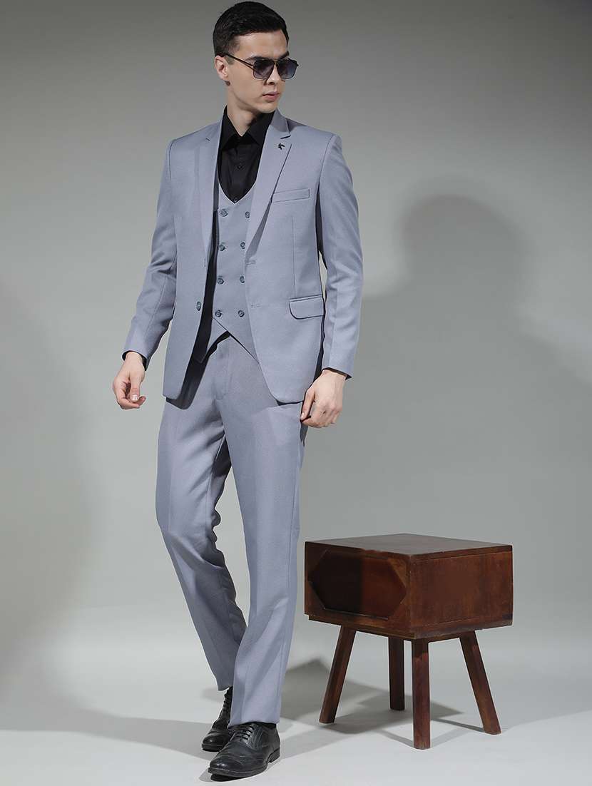 men solid lapel collar 3-piece suit set - 22290480 -  Standard Image - 1