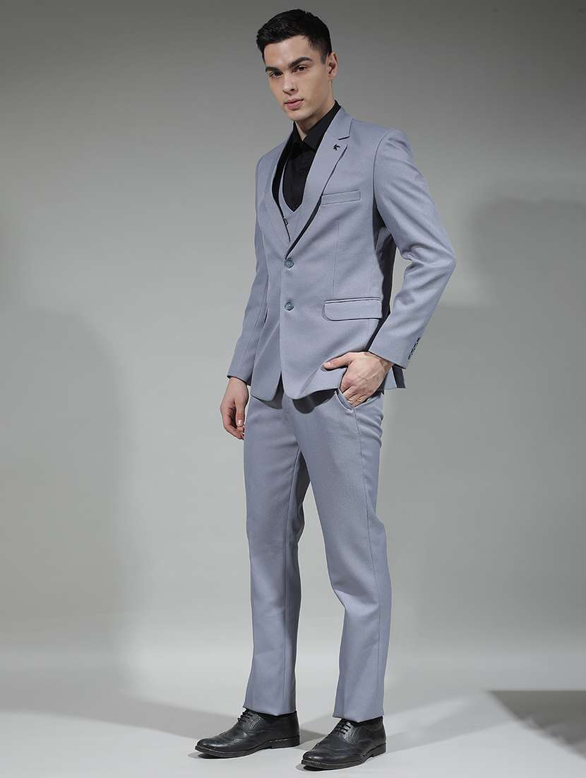 men solid lapel collar 3-piece suit set - 22290480 -  Standard Image - 4