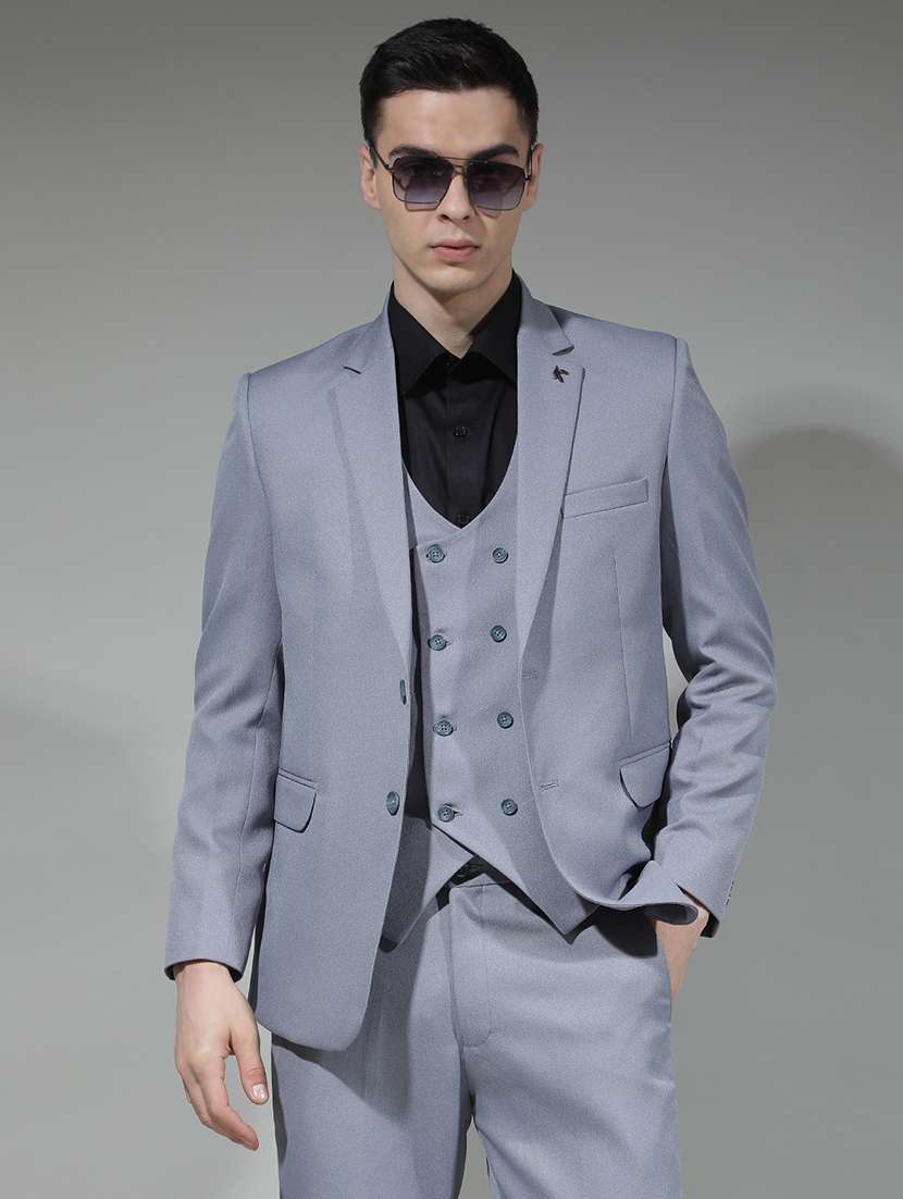 men solid lapel collar 3-piece suit set - 22290480 -  Standard Image - 6
