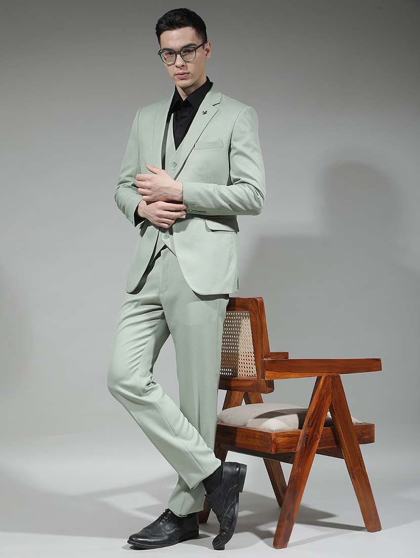 men solid lapel collar 3-piece suit set - 22290481 -  Standard Image - 1