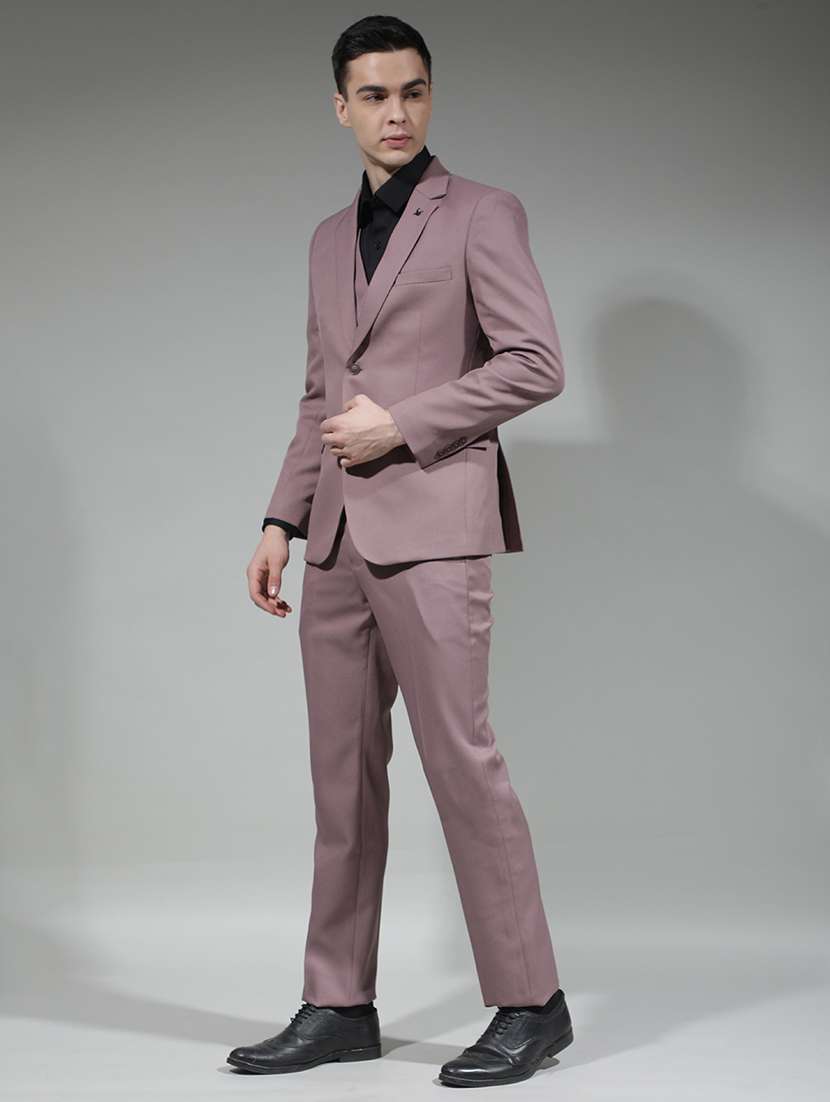 men solid lapel collar 3-piece suit set - 22290482 -  Standard Image - 4