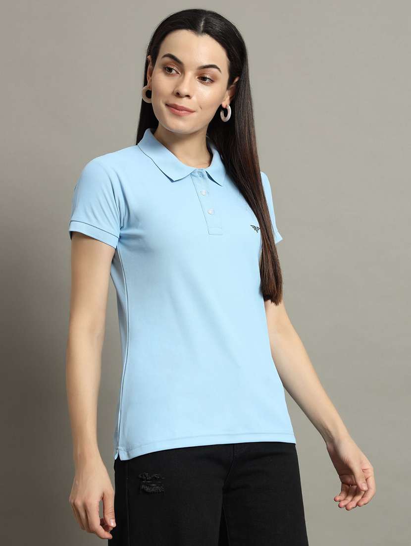 women solid short sleeve polo t-shirt - 22290535 -  Standard Image - 1