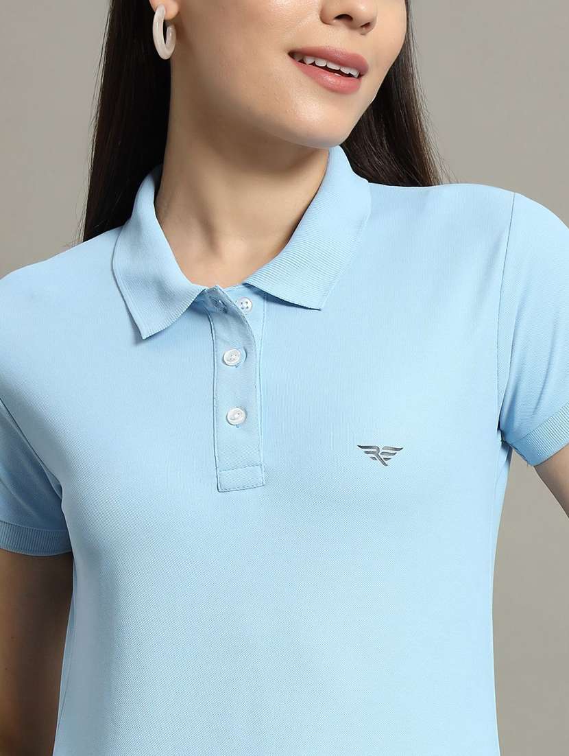 women solid short sleeve polo t-shirt - 22290535 -  Standard Image - 4