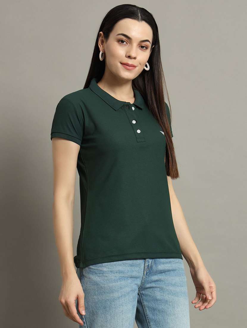 women solid short sleeve polo t-shirt - 22290536 -  Standard Image - 1