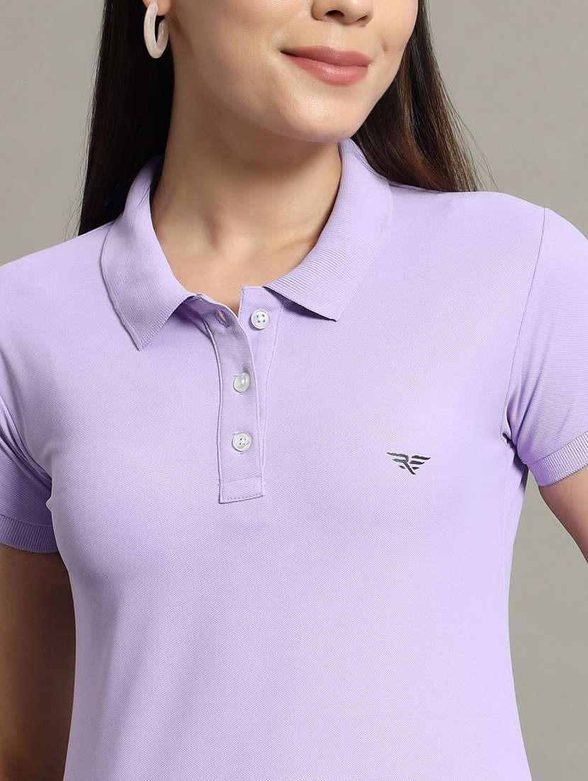 women solid short sleeve polo t-shirt - 22290537 -  Standard Image - 4