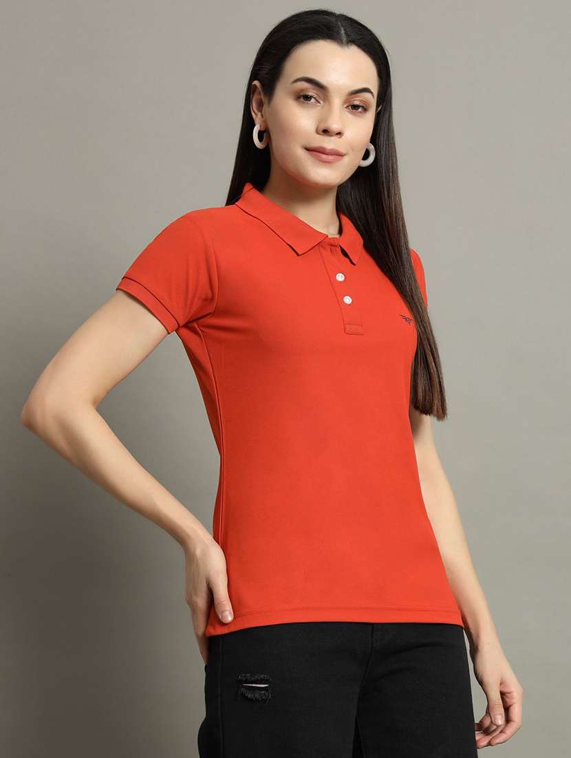 women solid short sleeve polo t-shirt - 22290538 -  Standard Image - 1