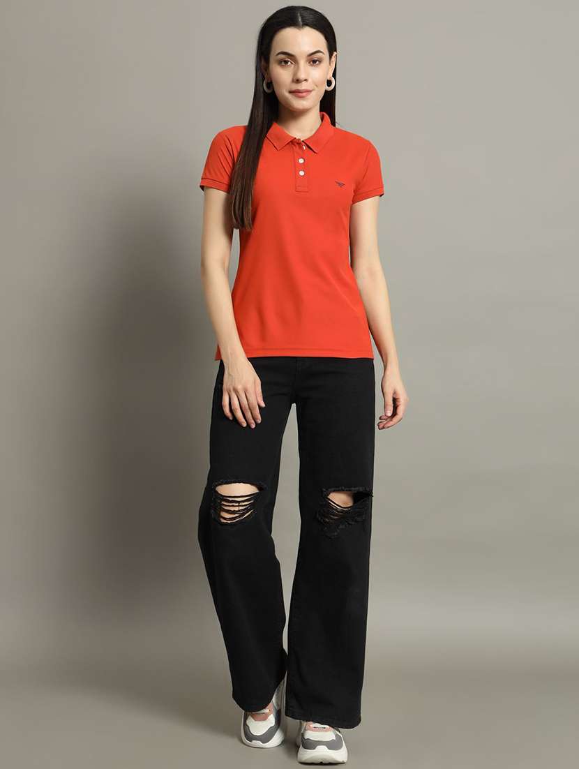 women solid short sleeve polo t-shirt - 22290538 -  Standard Image - 4