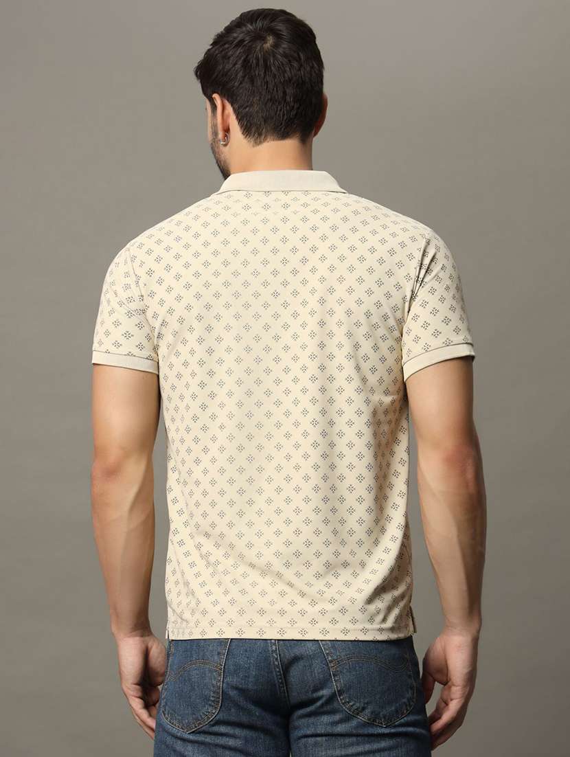 men printed short sleeve polo t-shirt - 22290596 -  Standard Image - 1