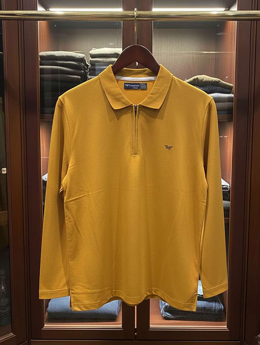 men solid long sleeve polo t-shirt - 22290601 -  Standard Image - 4