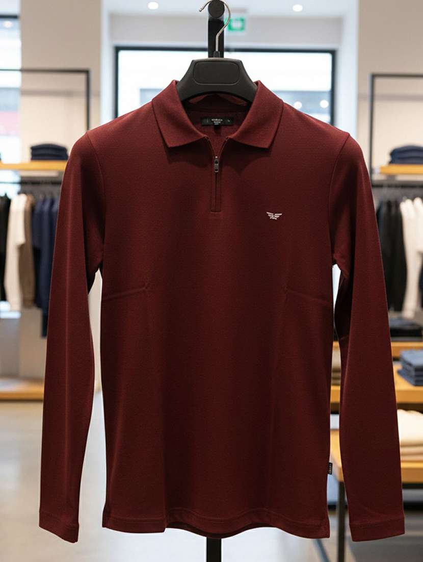 men solid long sleeve polo t-shirt - 22290616 -  Standard Image - 4