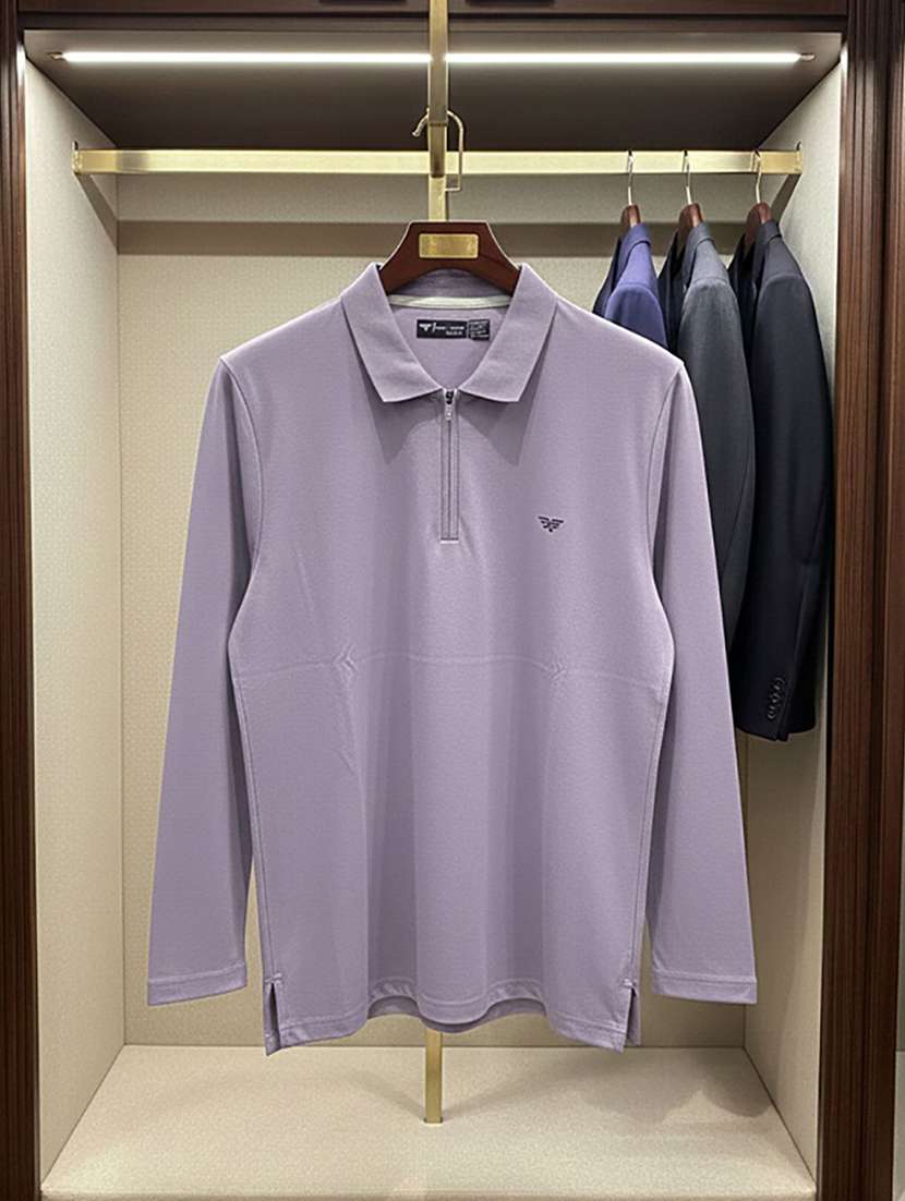 men solid long sleeve polo t-shirt - 22290631 -  Standard Image - 4