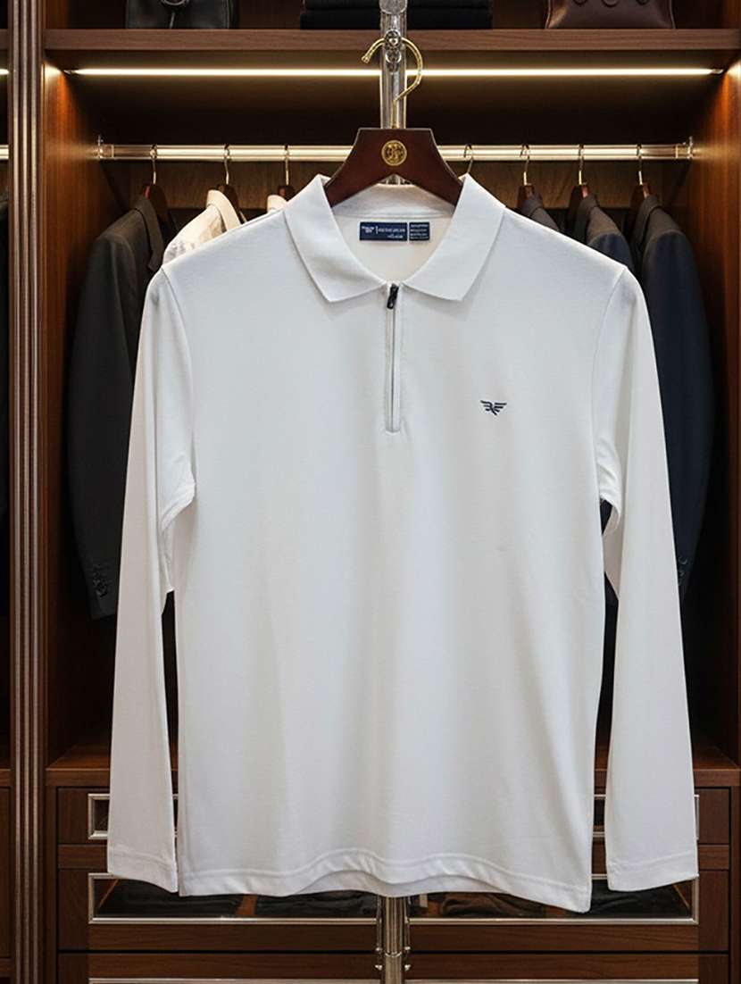 men solid long sleeve polo t-shirt - 22290645 -  Standard Image - 4