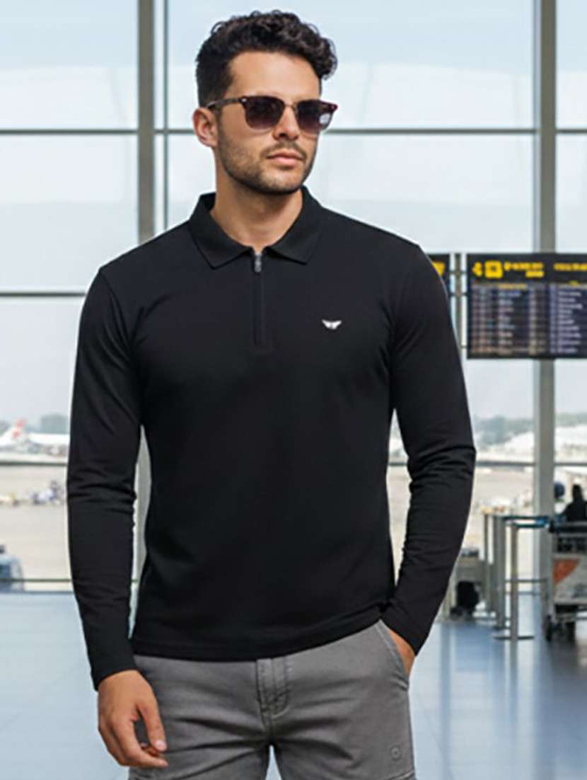 men solid long sleeve polo t-shirt - 22290677 -  Standard Image - 4