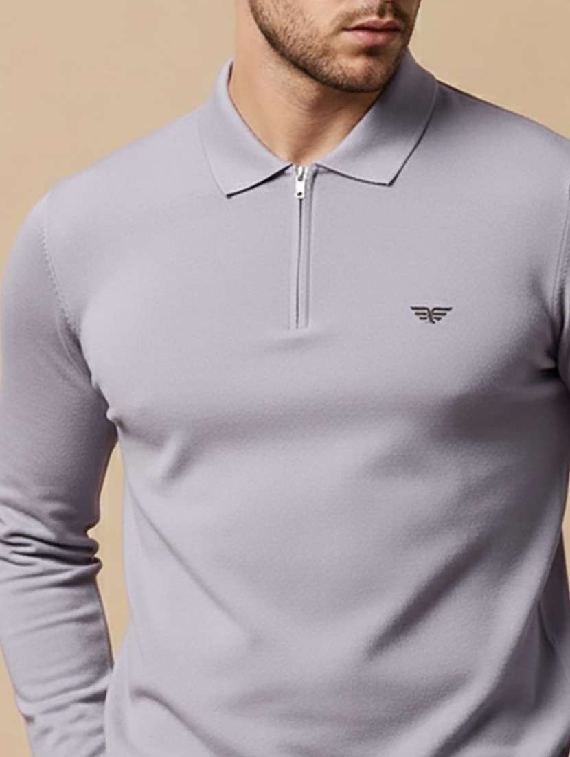 men solid long sleeve polo t-shirt - 22290679 -  Standard Image - 1