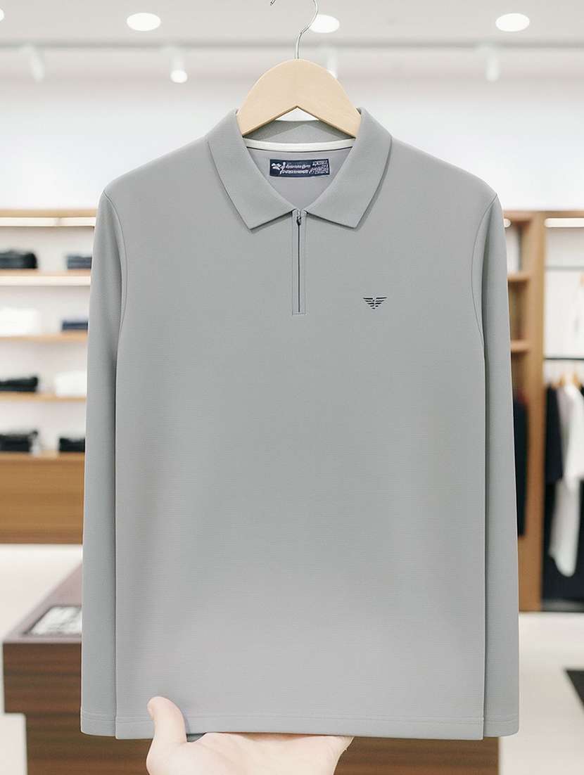 men solid long sleeve polo t-shirt - 22290693 -  Standard Image - 4