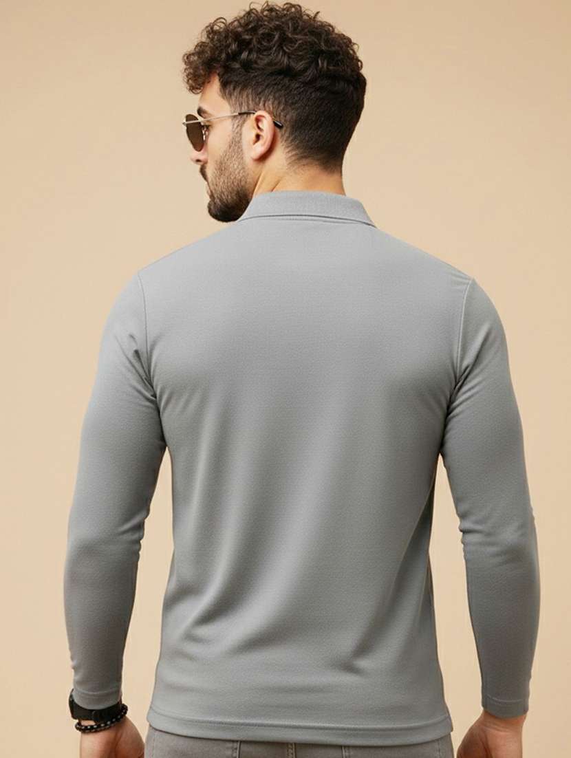 men solid long sleeve polo t-shirt - 22290705 -  Standard Image - 1