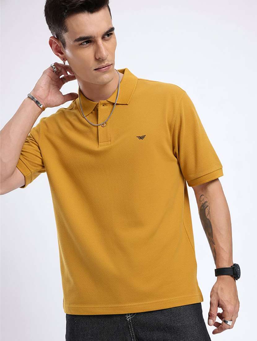 men solid short sleeve polo t-shirt