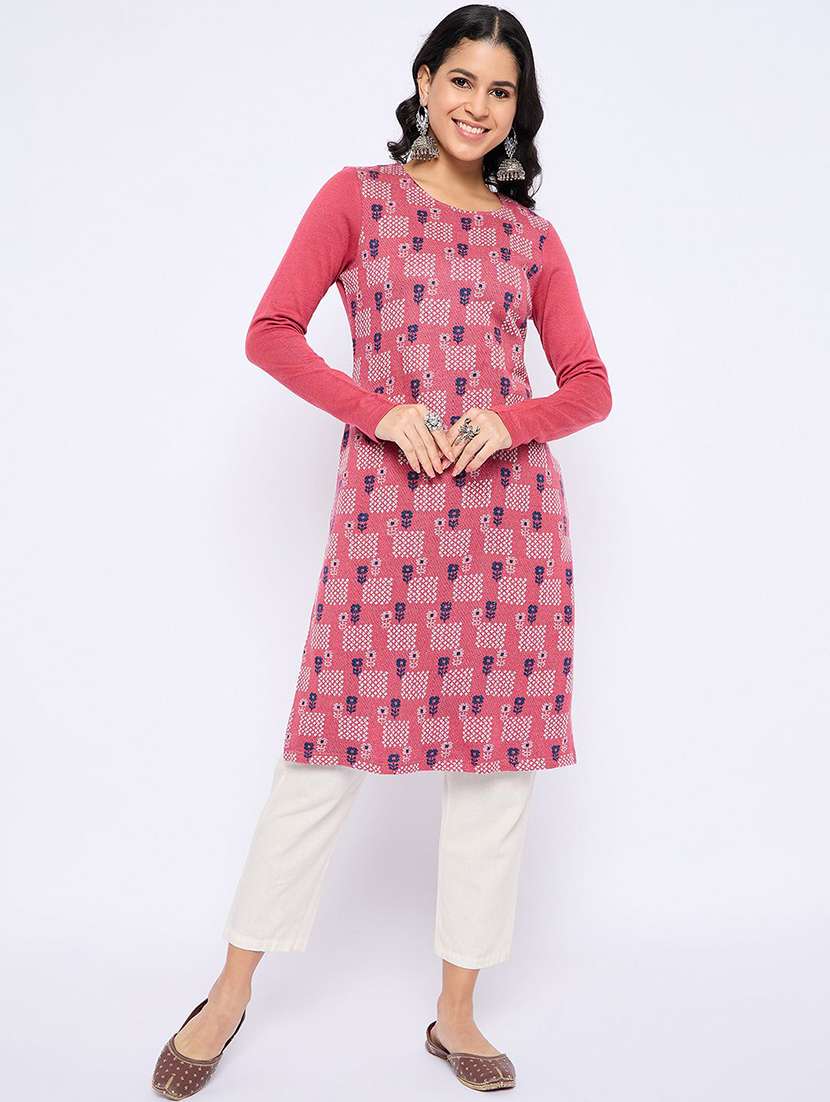 women printed long sleeve straight kurta  - 22291108 -  Standard Image - 1