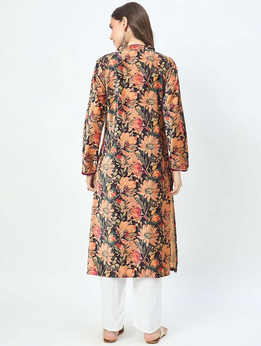 women floral long sleeve winter wear kurta  - 22291114 -  Standard Image - 4
