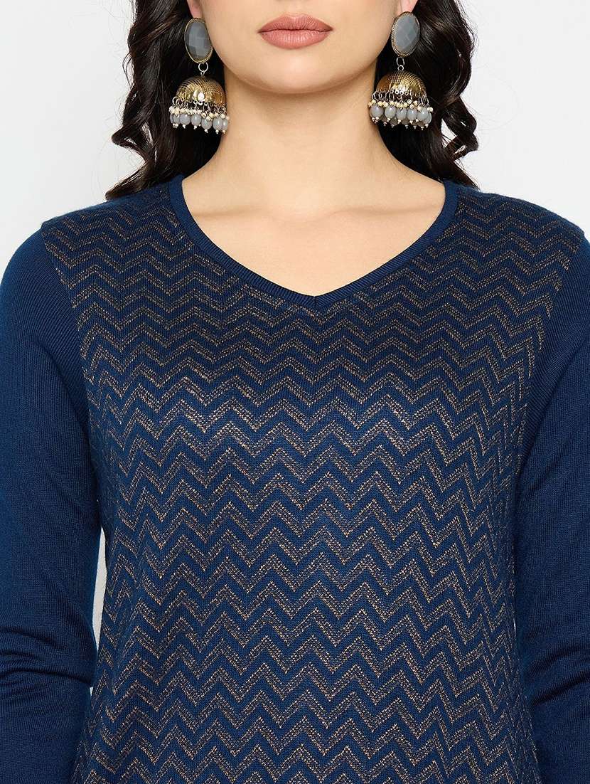 women self design long sleeve winter wear kurta  - 22291176 -  Standard Image - 4