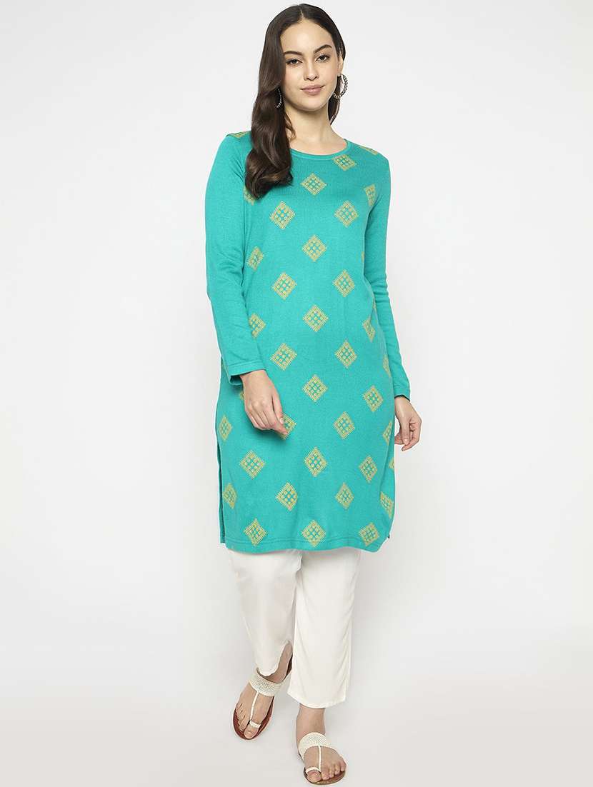 women printed long sleeve winter wear kurta  - 22291184 -  Standard Image - 1