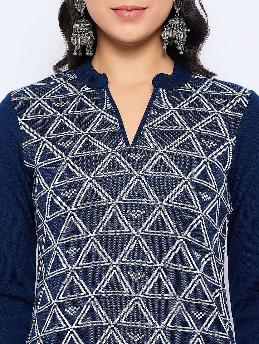 women geometric long sleeve winter wear kurta  - 22291188 -  Standard Image - 4