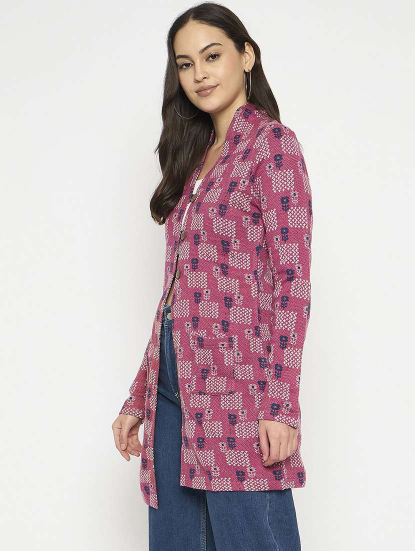 women self designed long sleeve woolen shrug - 22291240 -  Standard Image - 1