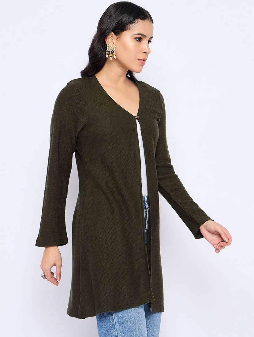 women solid long sleeve woolen shrug - 22291248 -  Standard Image - 1