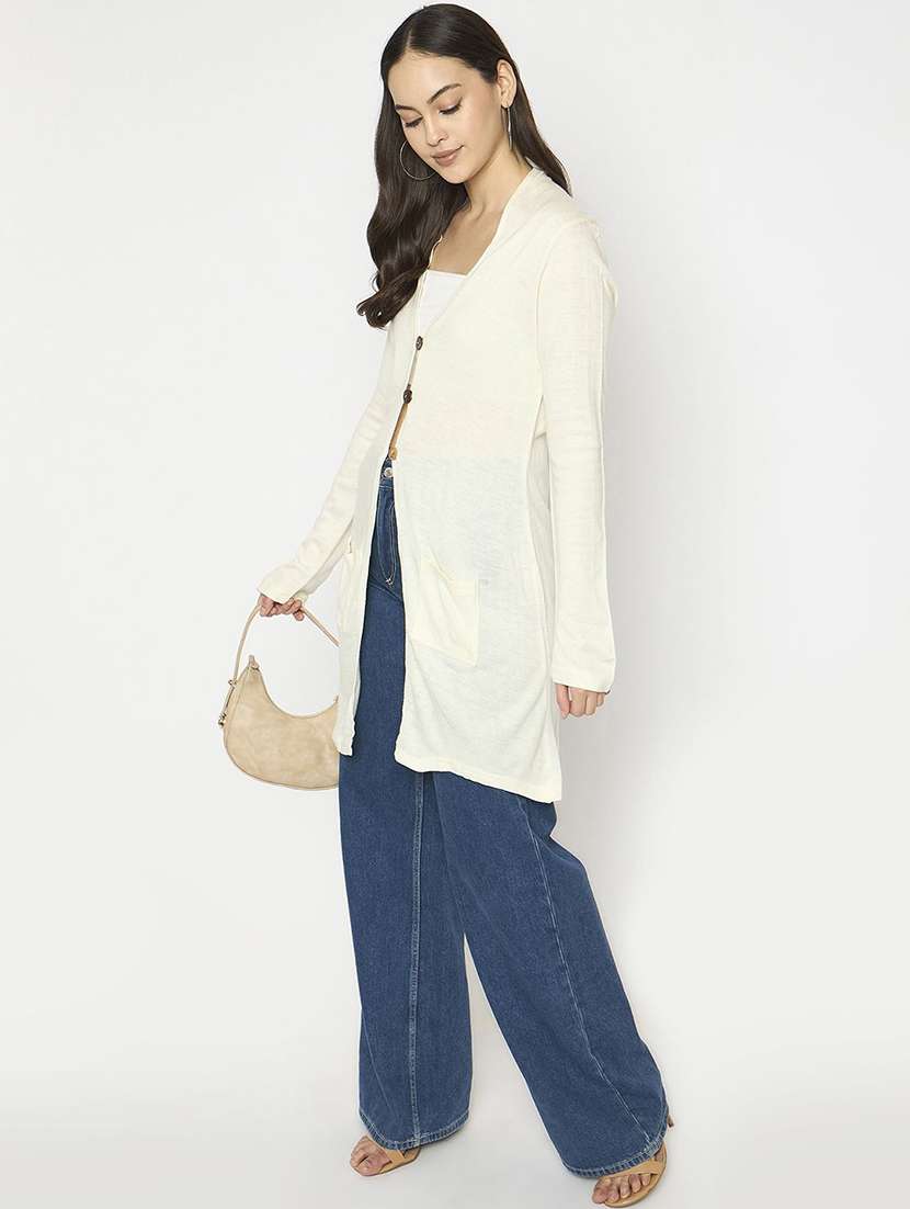 women solid long sleeve woolen shrug - 22291254 -  Standard Image - 1