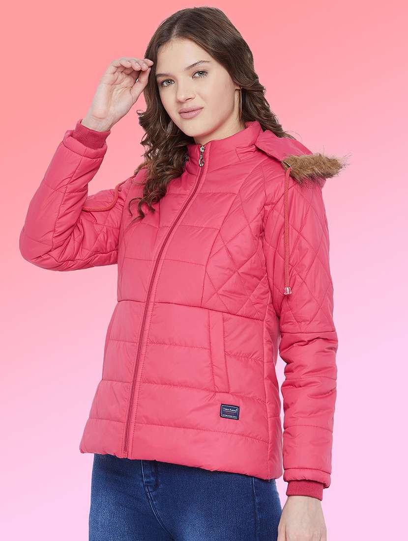 women solid long sleeve hooded quilted jacket - 22291283 -  Standard Image - 1