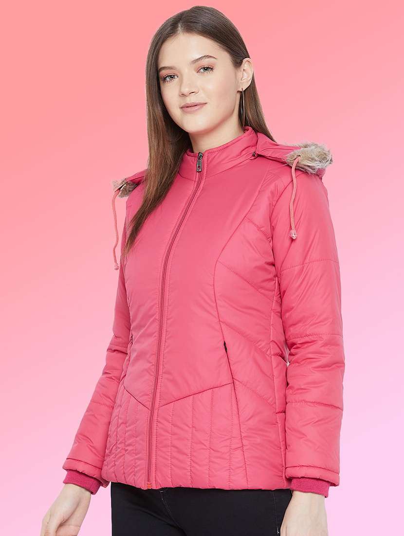 women solid long sleeve hooded quilted jacket - 22291290 -  Standard Image - 1