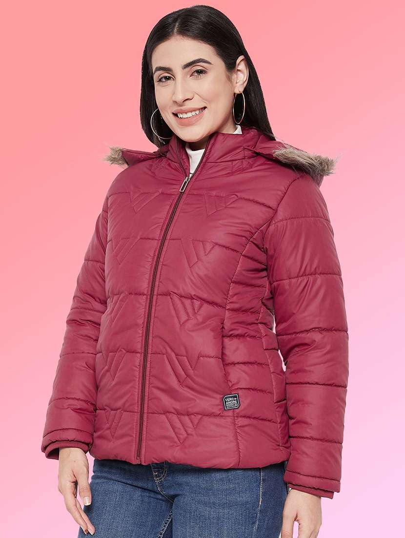 women solid long sleeve hooded quilted jacket - 22291306 -  Standard Image - 1