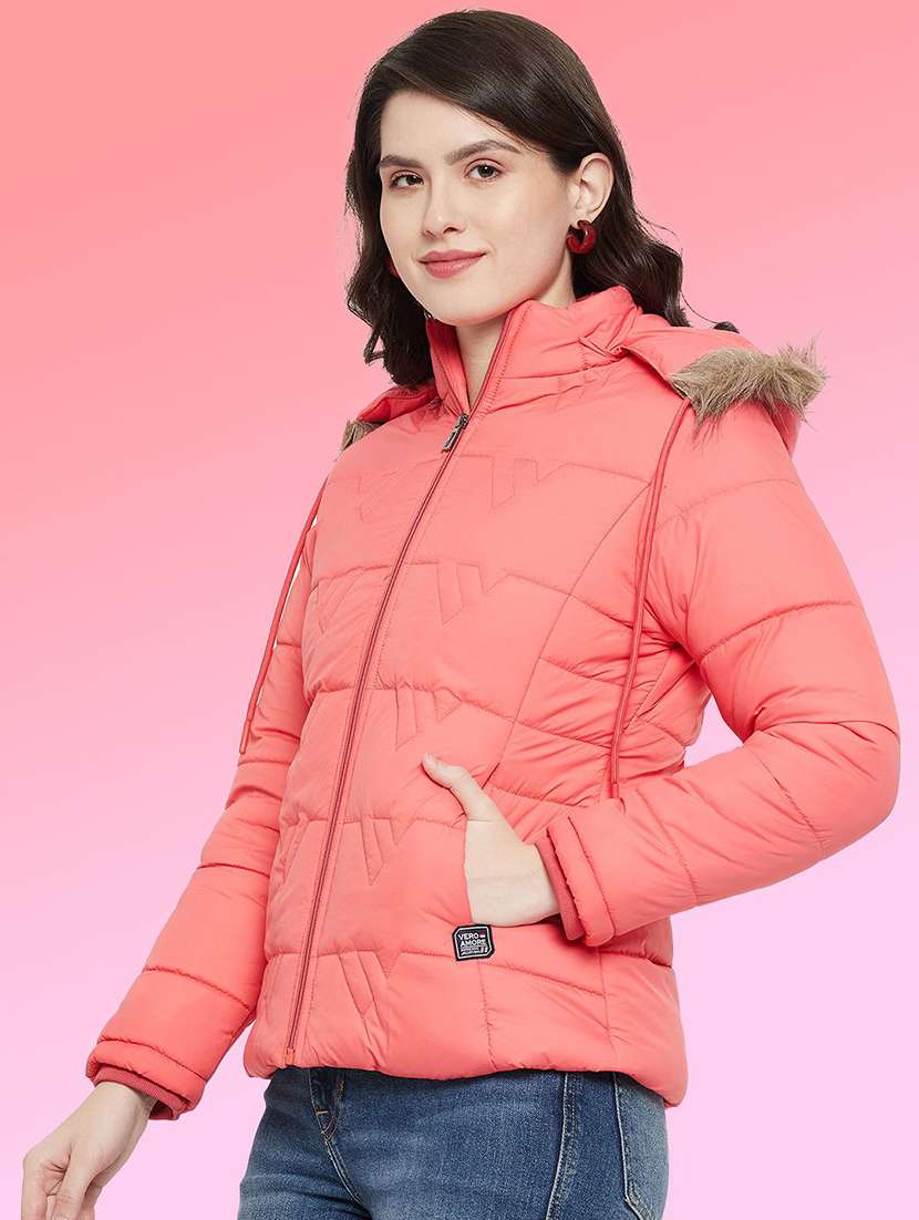 women solid long sleeve hooded quilted jacket - 22291311 -  Standard Image - 1