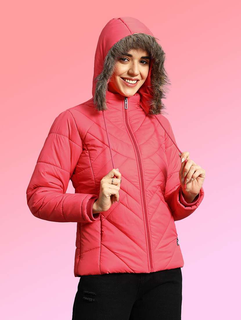 women solid long sleeve hooded quilted jacket - 22291328 -  Standard Image - 1