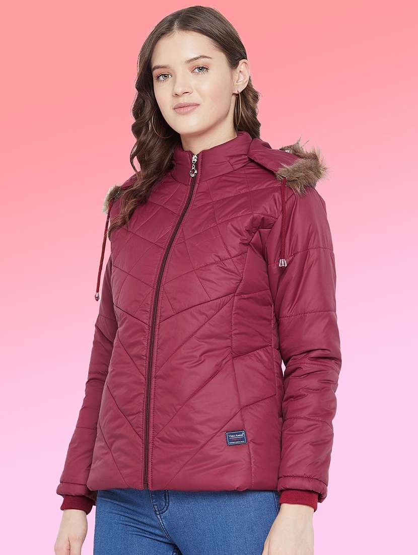 women solid long sleeve hooded quilted jacket - 22291336 -  Standard Image - 1