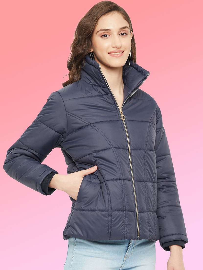 women solid long sleeve quilted jacket - 22291342 -  Standard Image - 1
