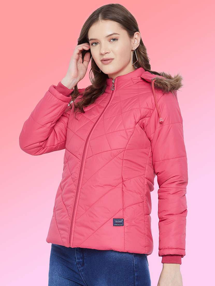 women solid long sleeve hooded quilted jacket - 22291348 -  Standard Image - 1