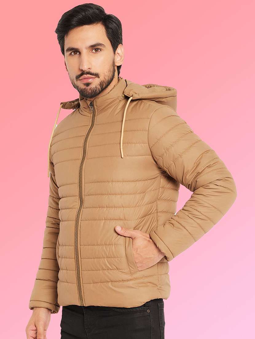 men solid long sleeve puffer jacket - 22291400 -  Standard Image - 1