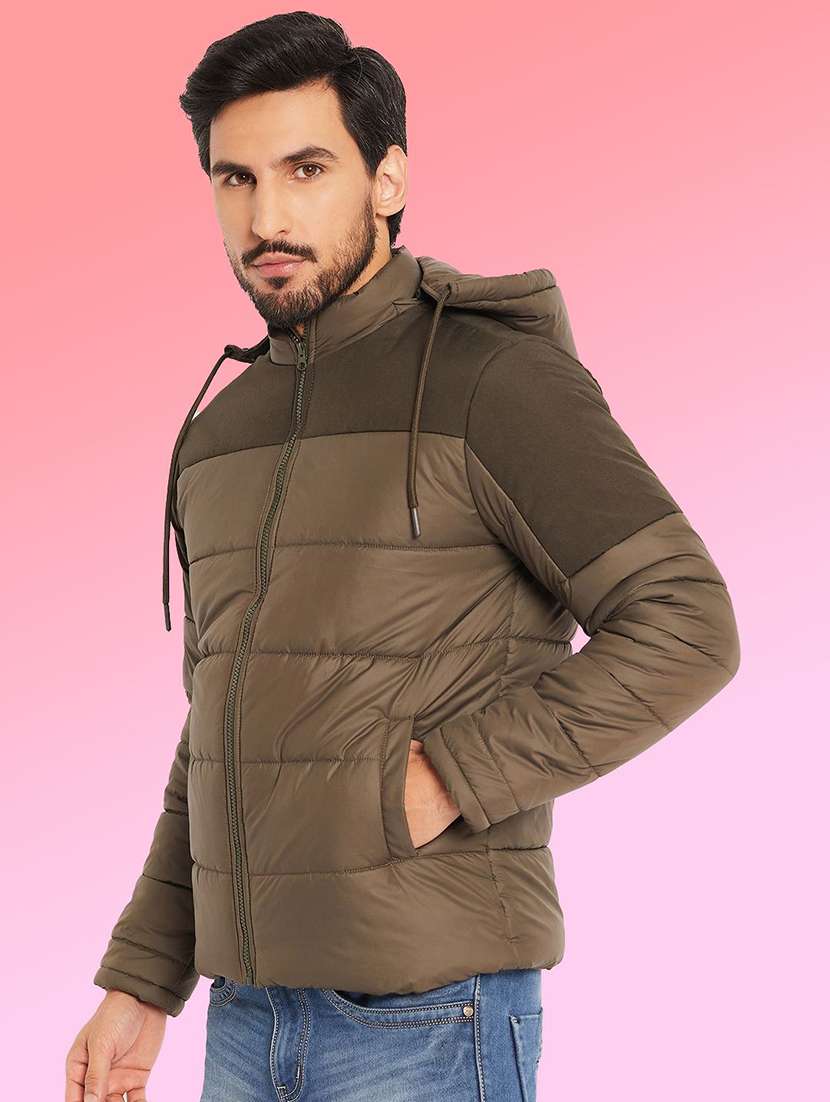 men color block long sleeve puffer jacket - 22291405 -  Standard Image - 1