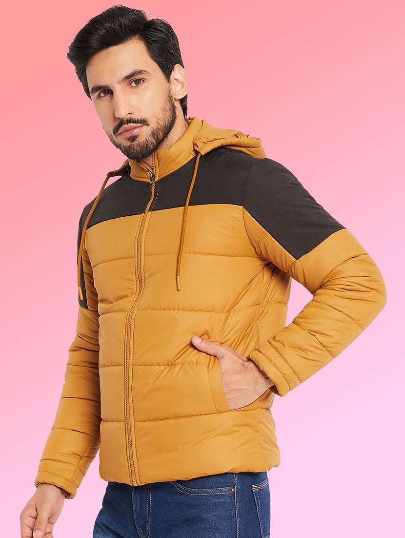 men color block long sleeve puffer jacket - 22291407 -  Standard Image - 1