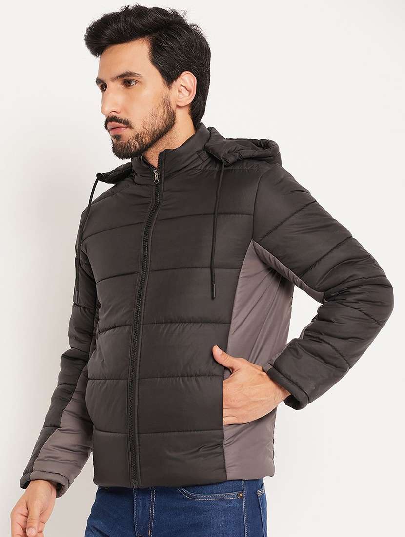 men color block long sleeve puffer jacket - 22291421 -  Standard Image - 1