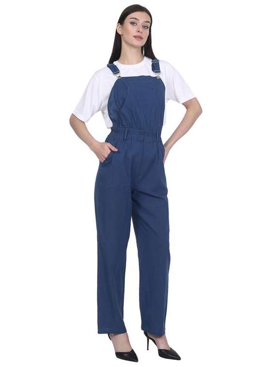women solid sleeveless dungaree  - 22291441 -  Standard Image - 1