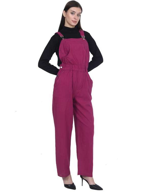 women solid sleeveless dungaree jumpsuit - 22291443 -  Standard Image - 1