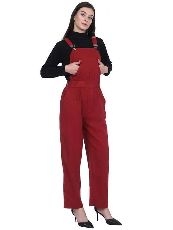 women solid sleeveless dungaree  - 22291444 -  Standard Image - 1
