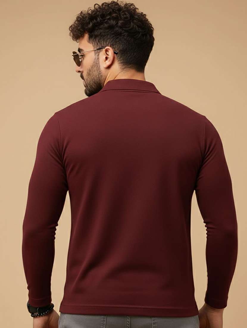 men solid long sleeve polo t-shirt - 22291489 -  Standard Image - 1